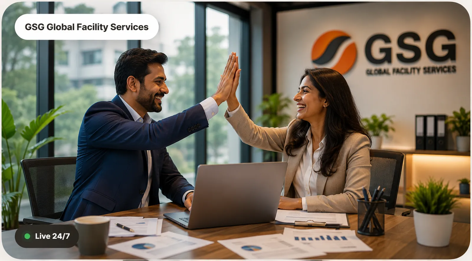 Indian facility operations and management team coordinating 24/7 services