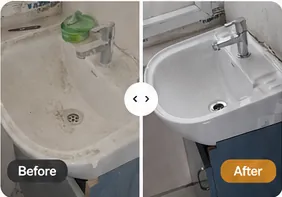 Wash basin restoration before and after