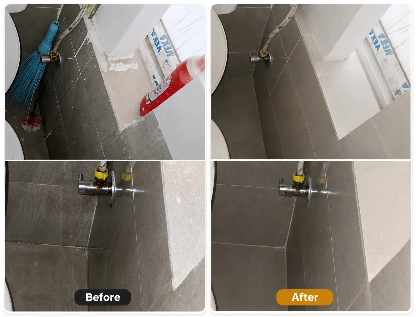 Parking area cleaning before and after